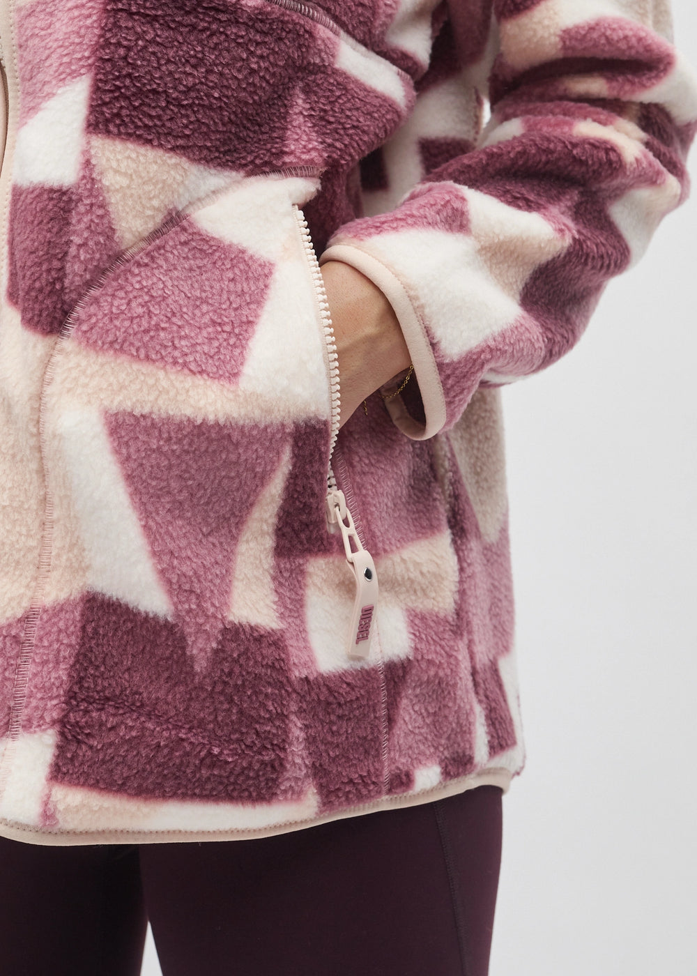 Ariel Fleece Zipper NY Pink Multi Print