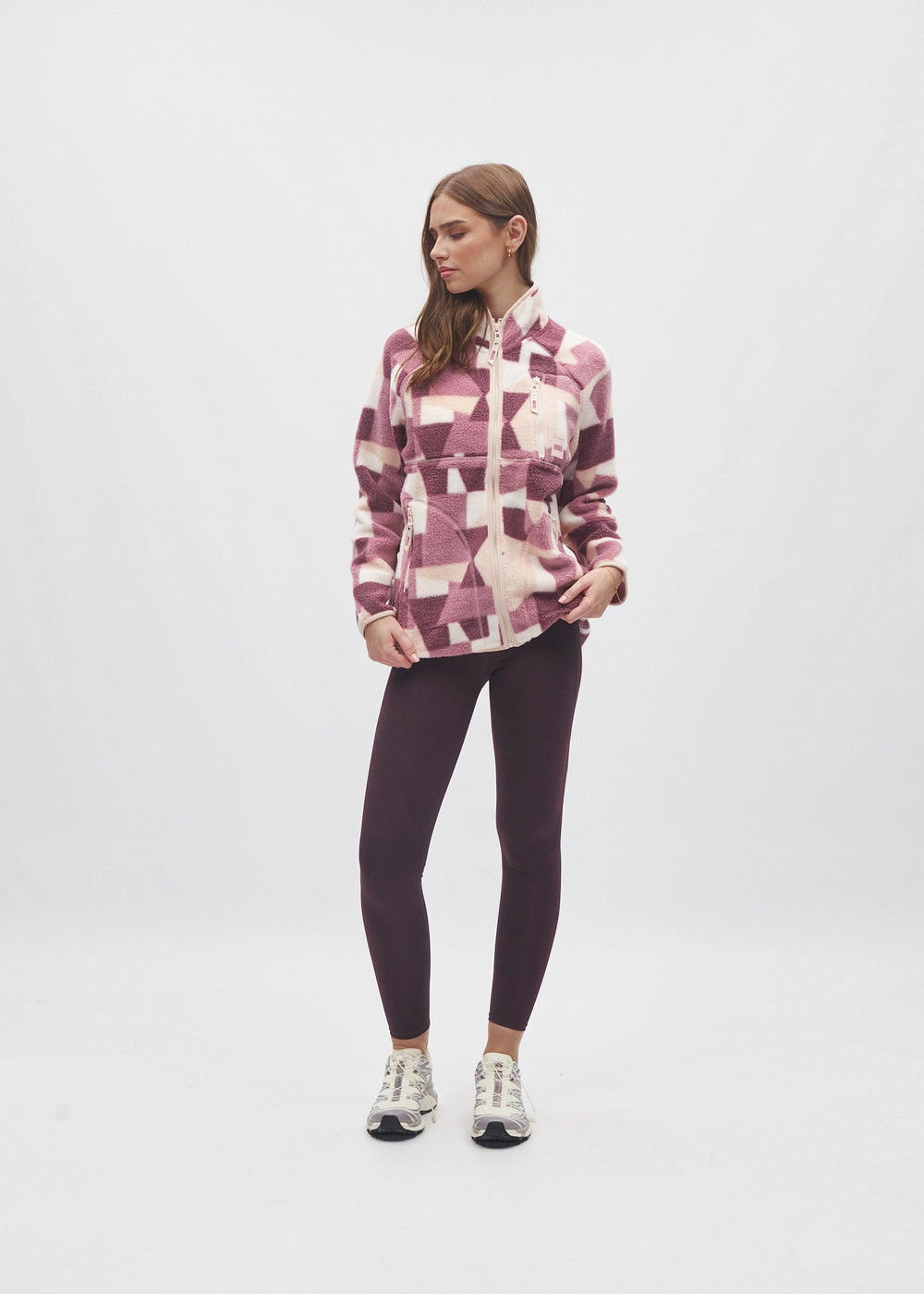 Ariel Fleece Zipper NY Pink Multi Print
