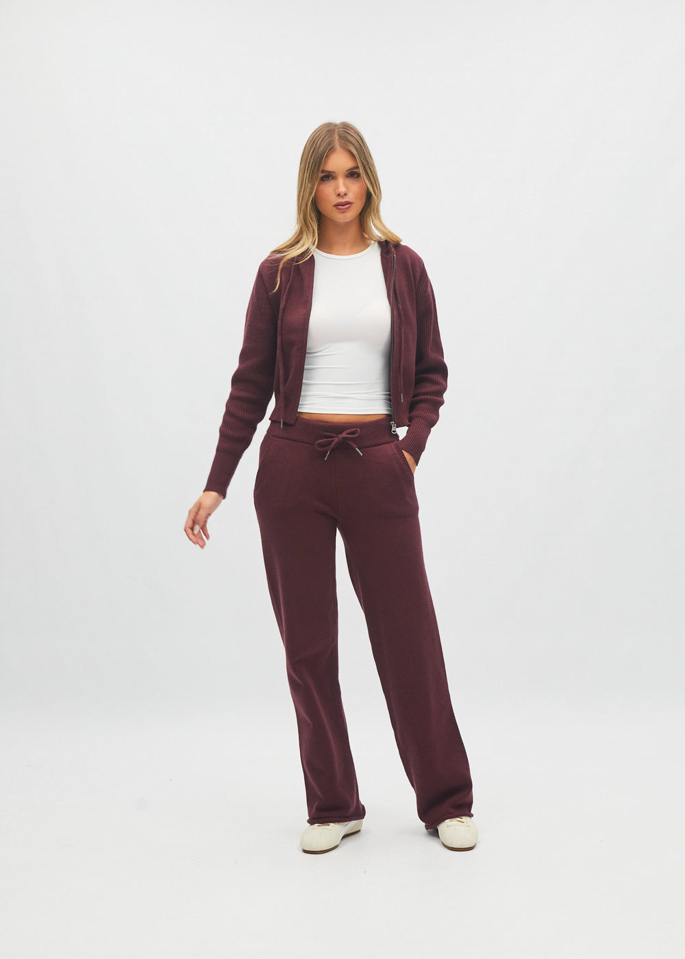 Blanche Knit Trouser Deep Cherry