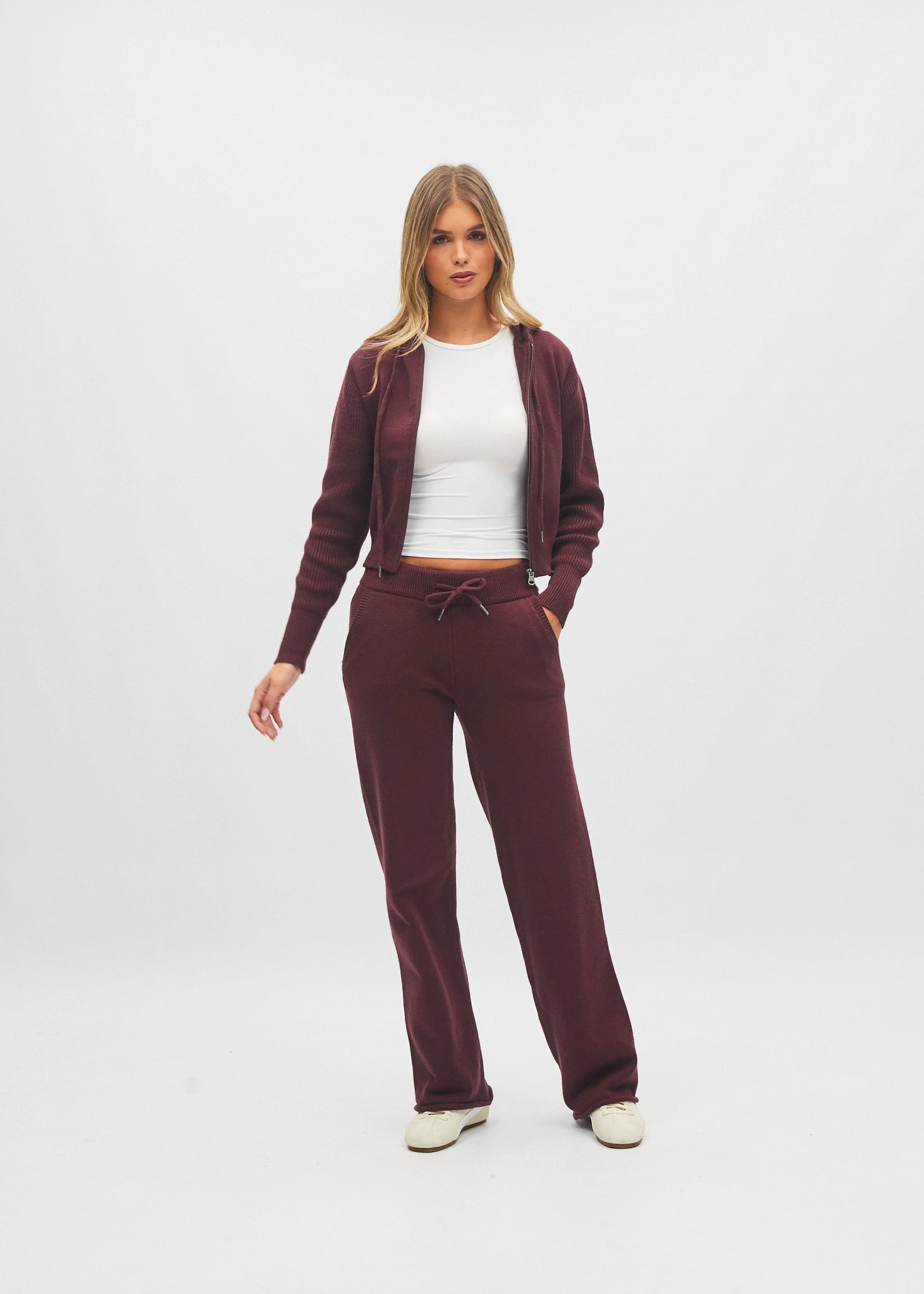Blanche Knit Trouser Deep Cherry
