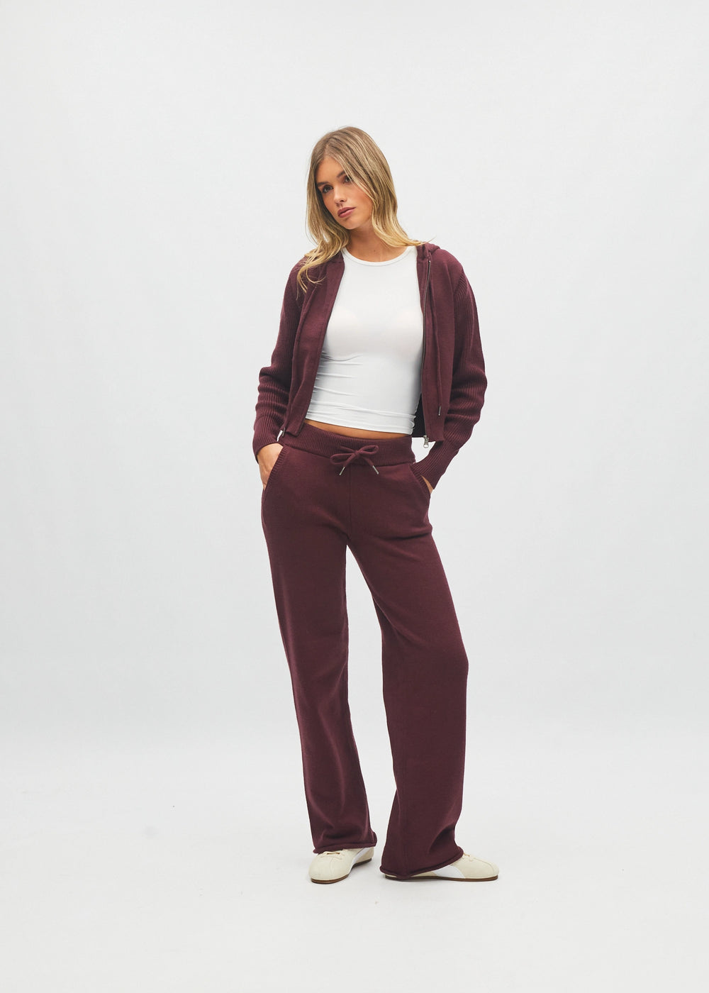 Blanche Knit Trouser Deep Cherry