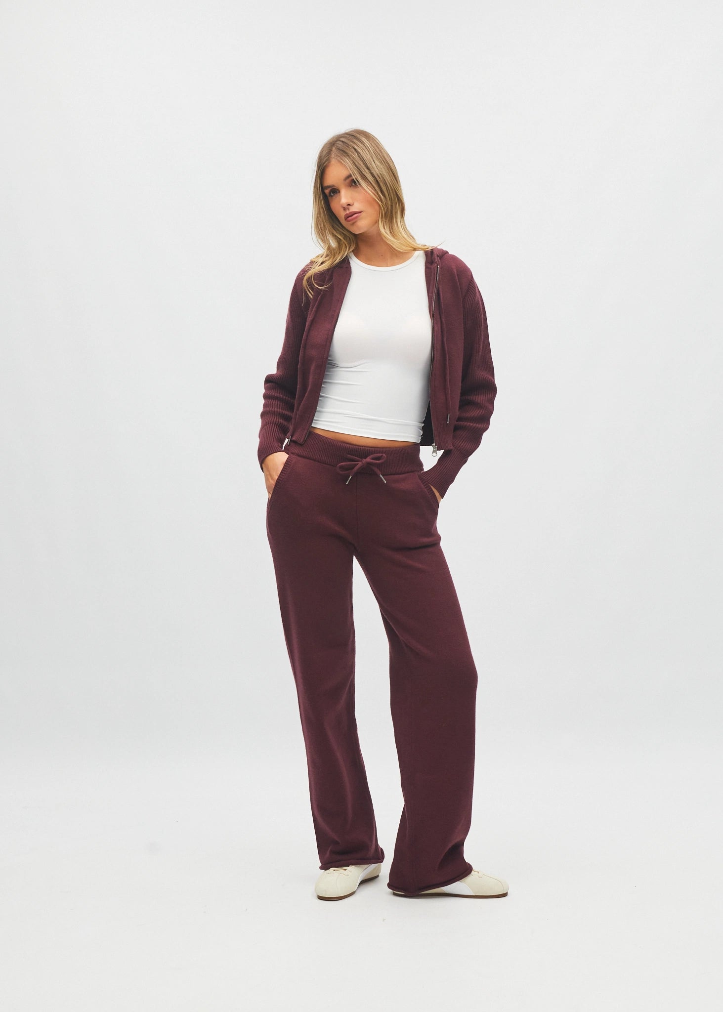 Blanche Knit Trouser Deep Cherry