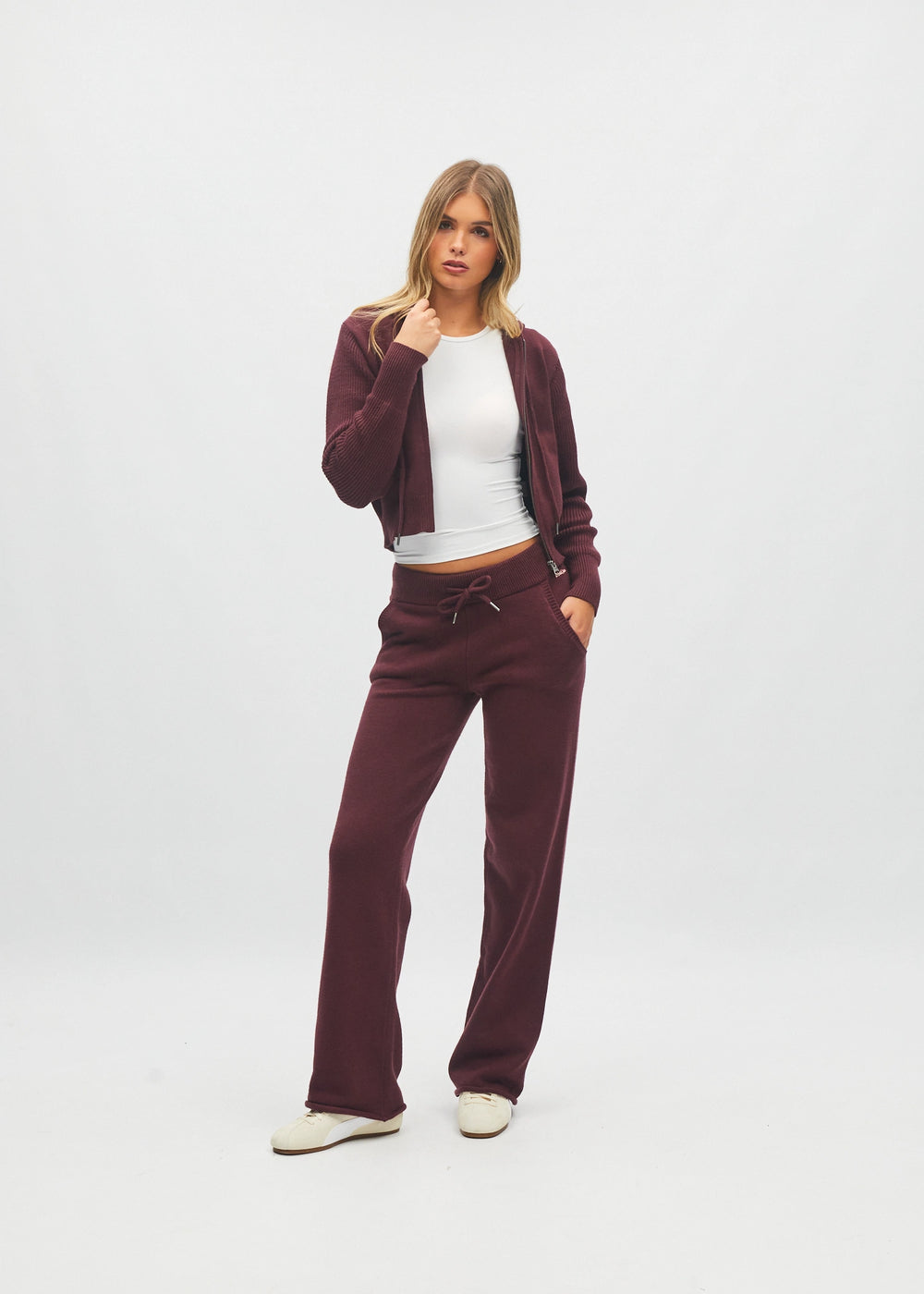 Blanche Knit Trouser Deep Cherry