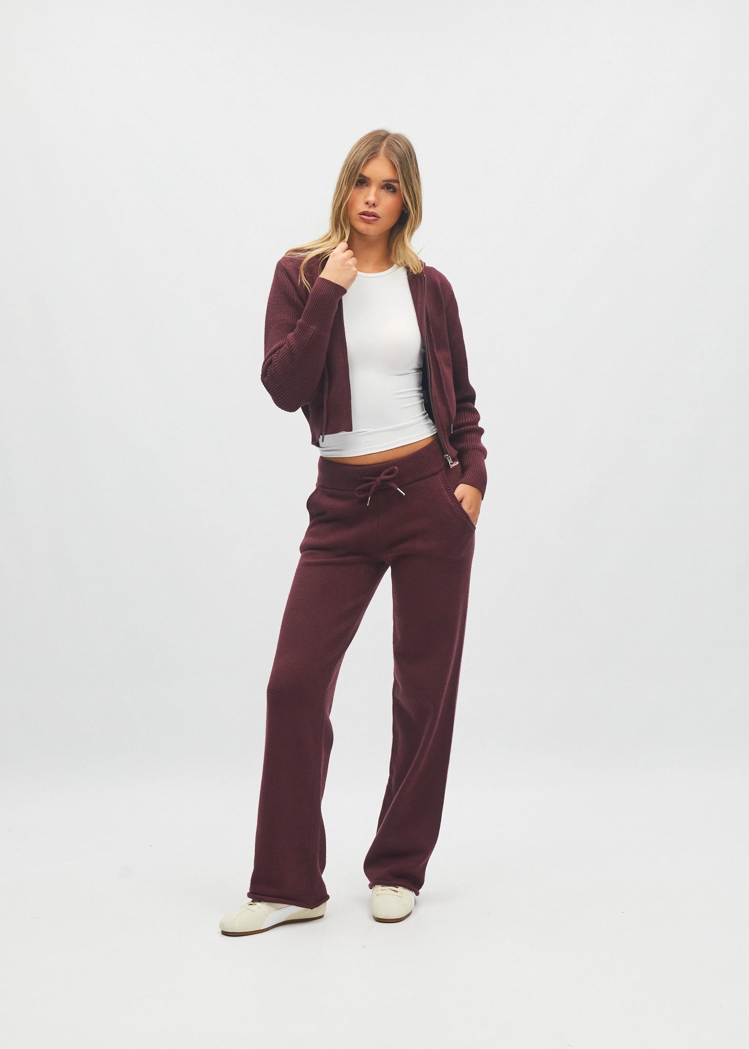 Blanche Knit Trouser Deep Cherry