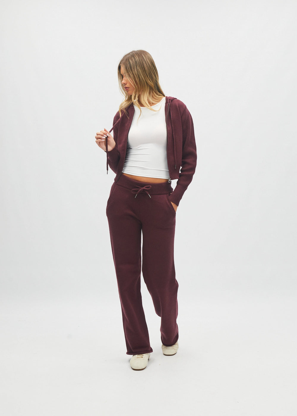 Blanche Knit Trouser Deep Cherry