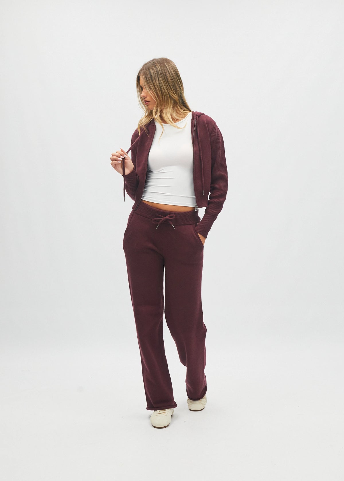 Blanche Knit Trouser Deep Cherry