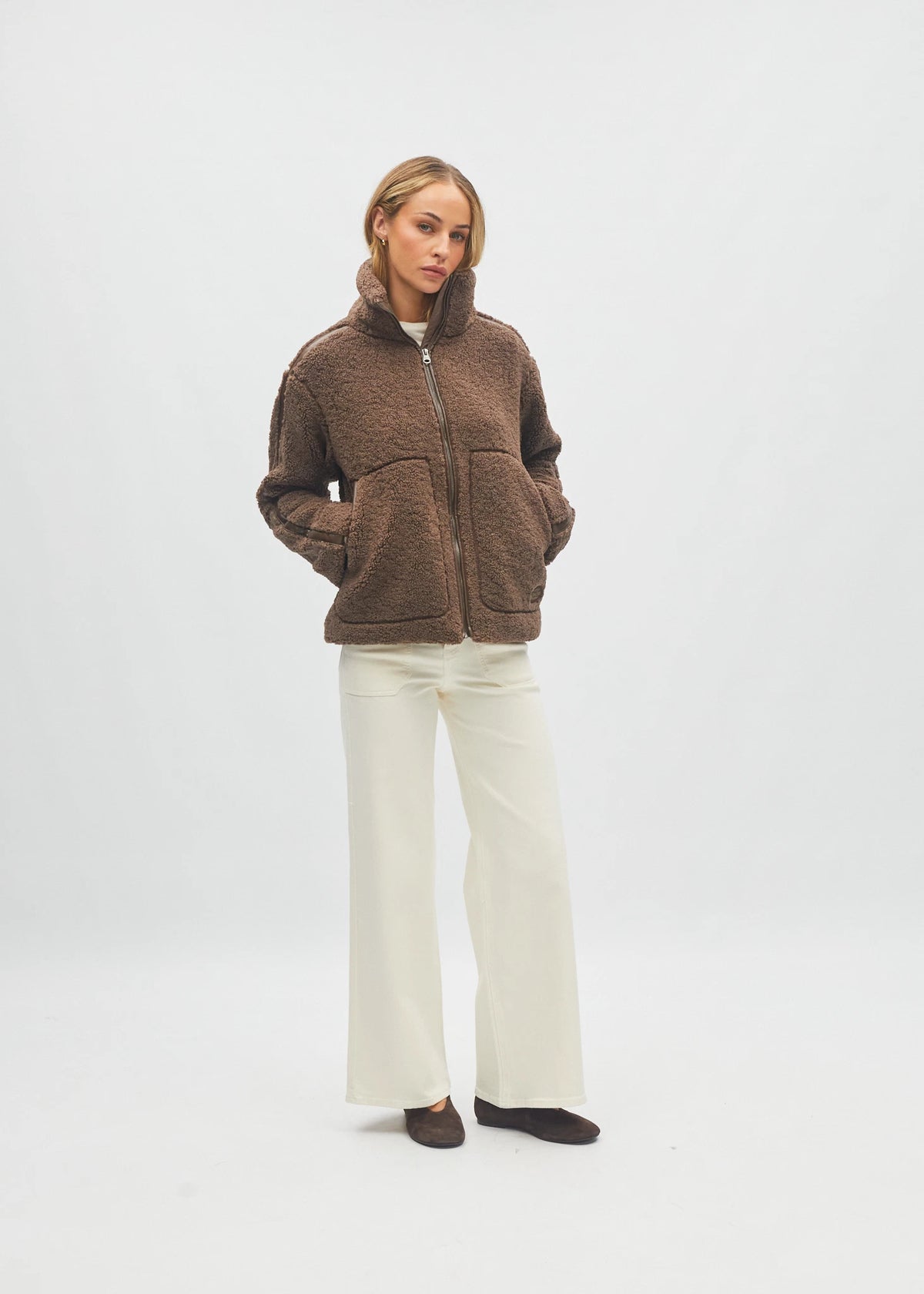 Brie Borg Fleece Jacket Pudding Brown