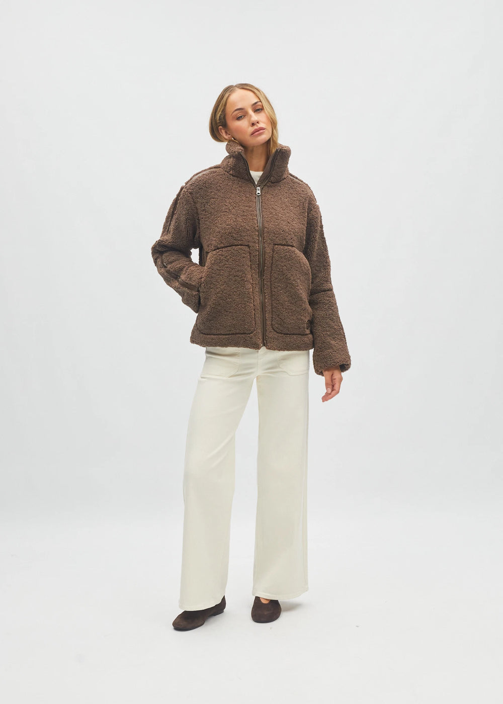 Brie Borg Fleece Jacket Pudding Brown