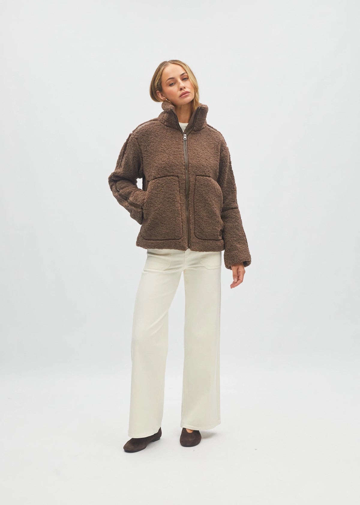 Brie Borg Fleece Jacket Pudding Brown