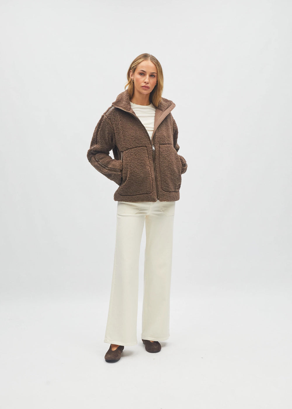Brie Borg Fleece Jacket Pudding Brown