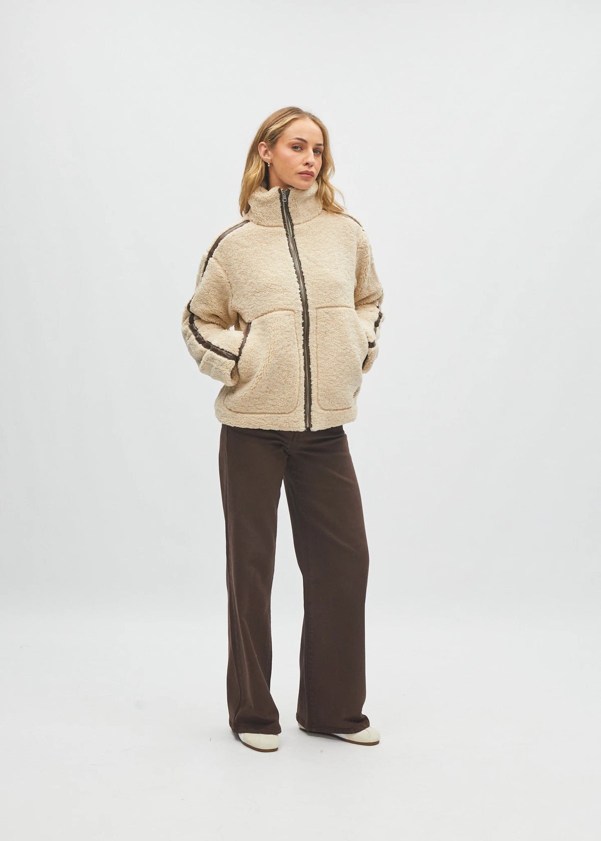 Brie Borg Fleece Jacket Ivory Cream