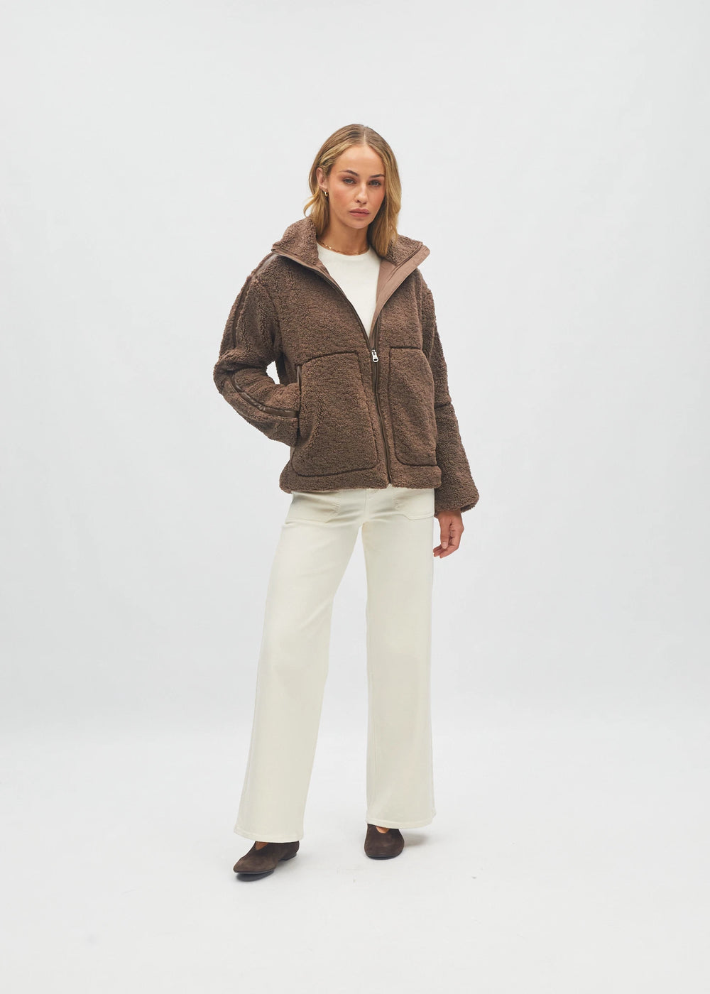 Brie Borg Fleece Jacket Pudding Brown