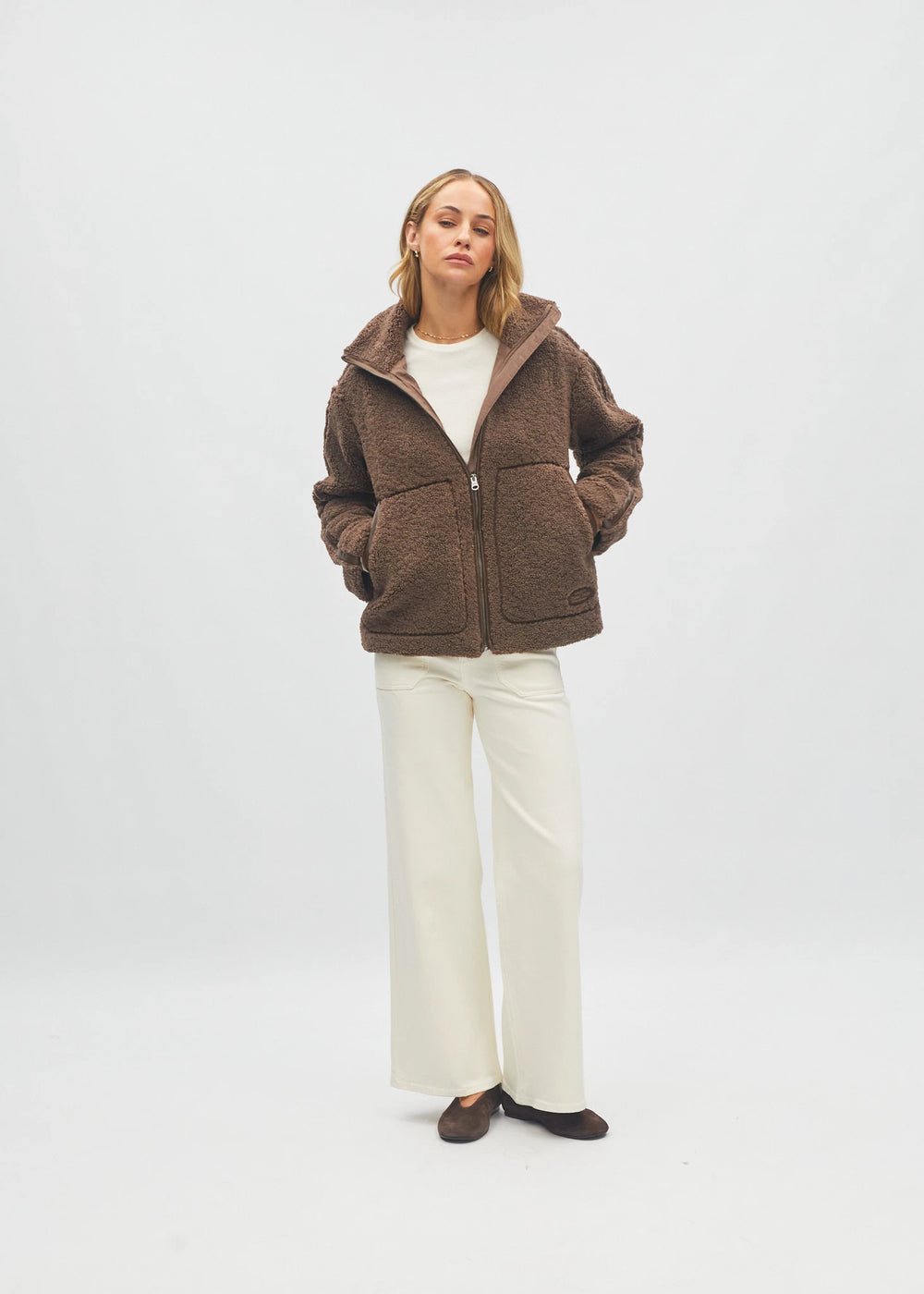 Brie Borg Fleece Jacket Pudding Brown