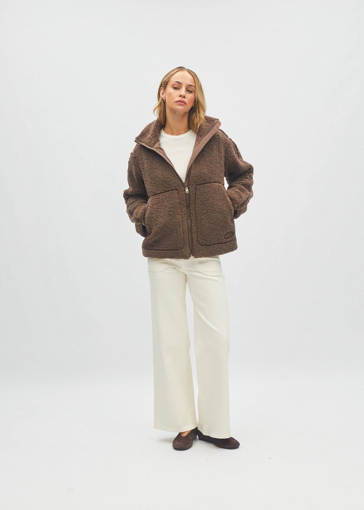 Brie Borg Fleece Jacket Pudding Brown