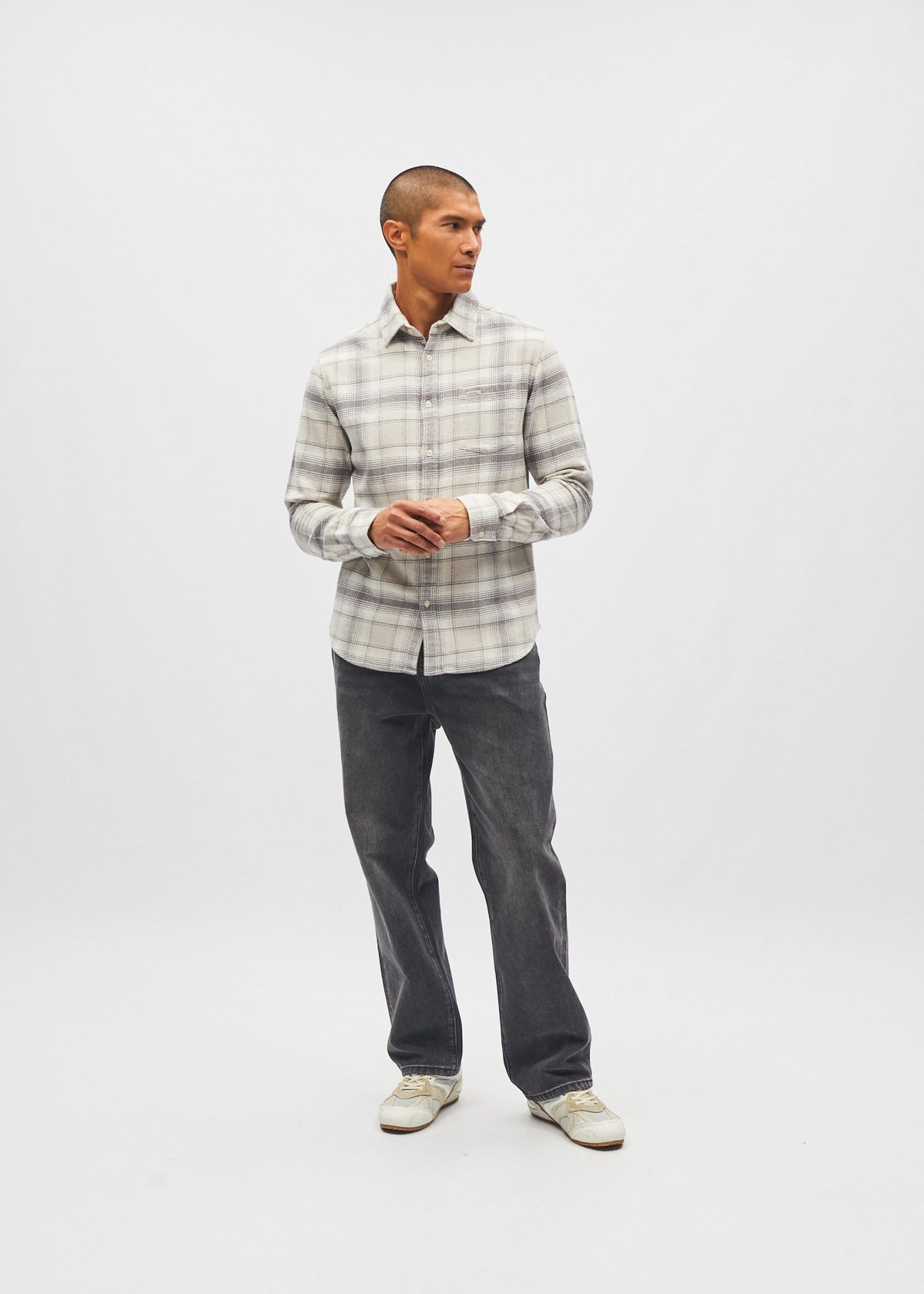 Bruce Check Shirt Smoke Grey
