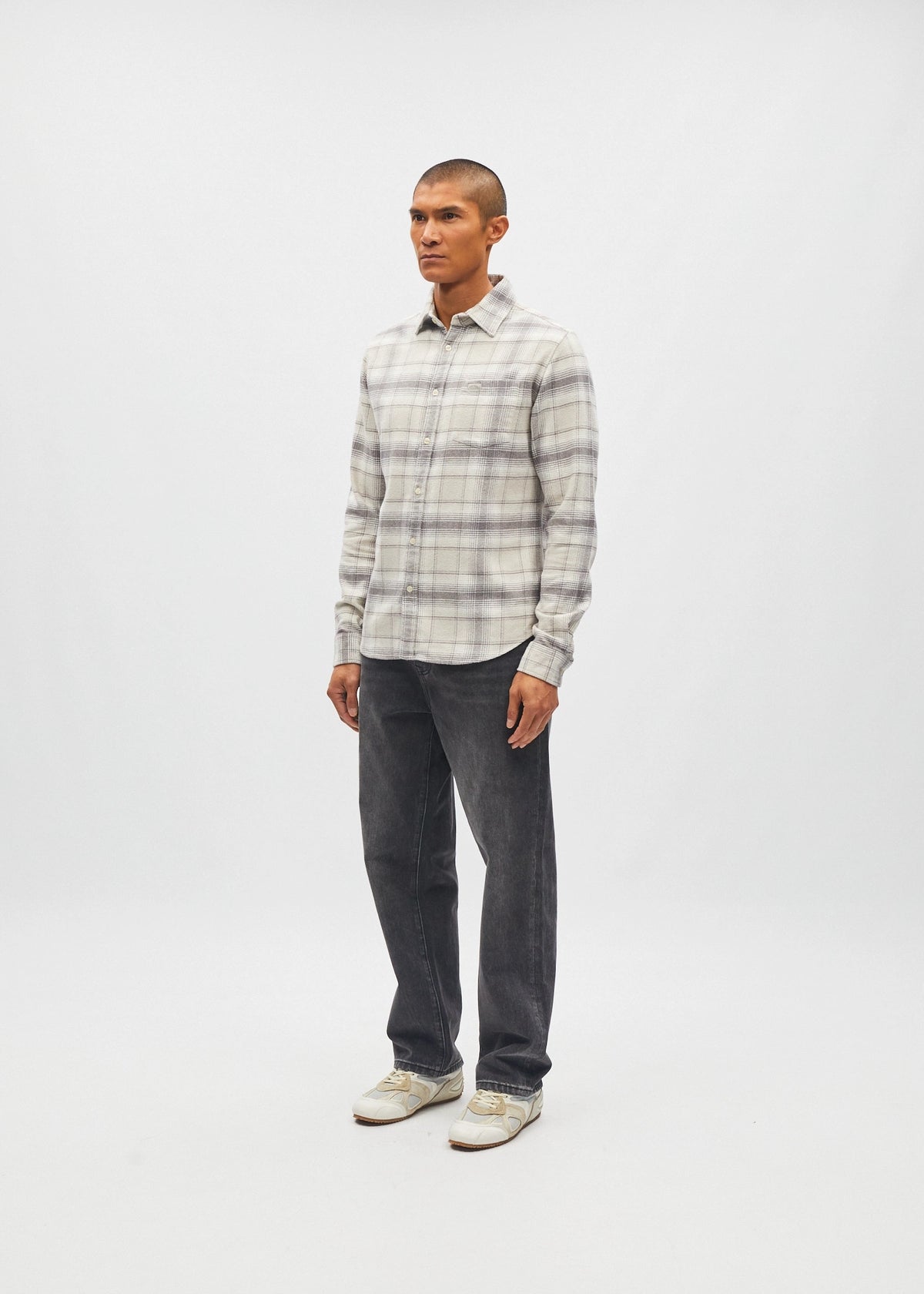 Bruce Check Shirt Smoke Grey