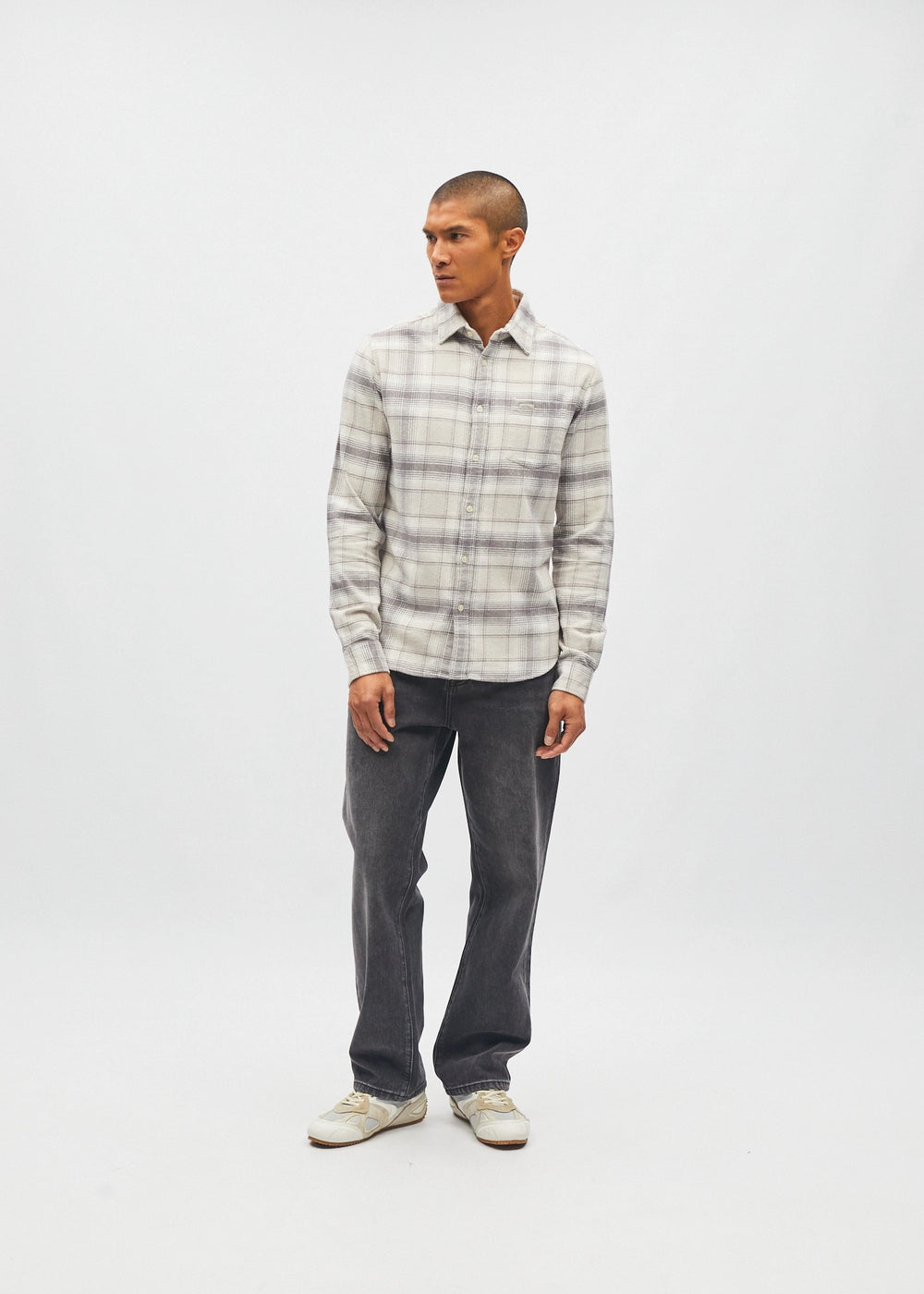 Bruce Check Shirt Smoke Grey