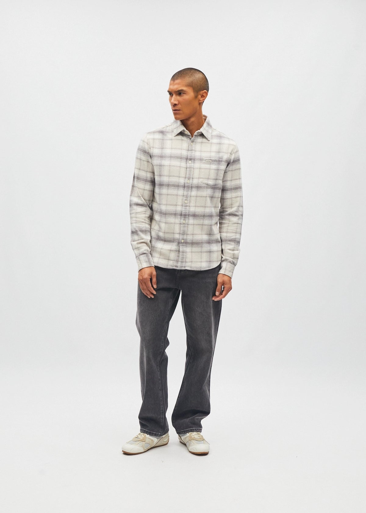 Bruce Check Shirt Smoke Grey