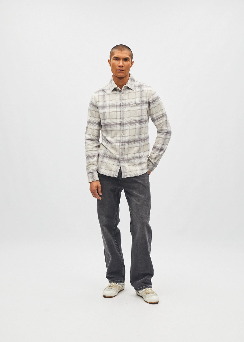 Bruce Check Shirt Smoke Grey