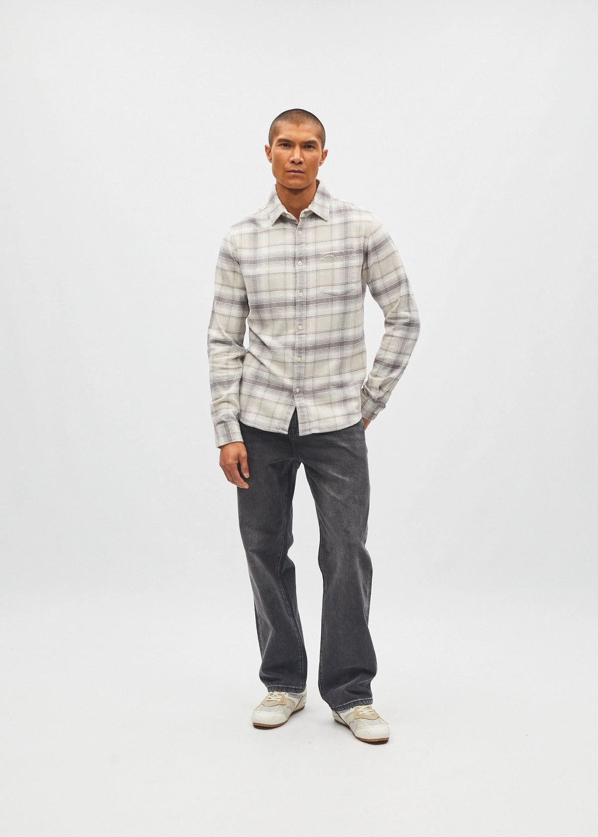 Bruce Check Shirt Smoke Grey