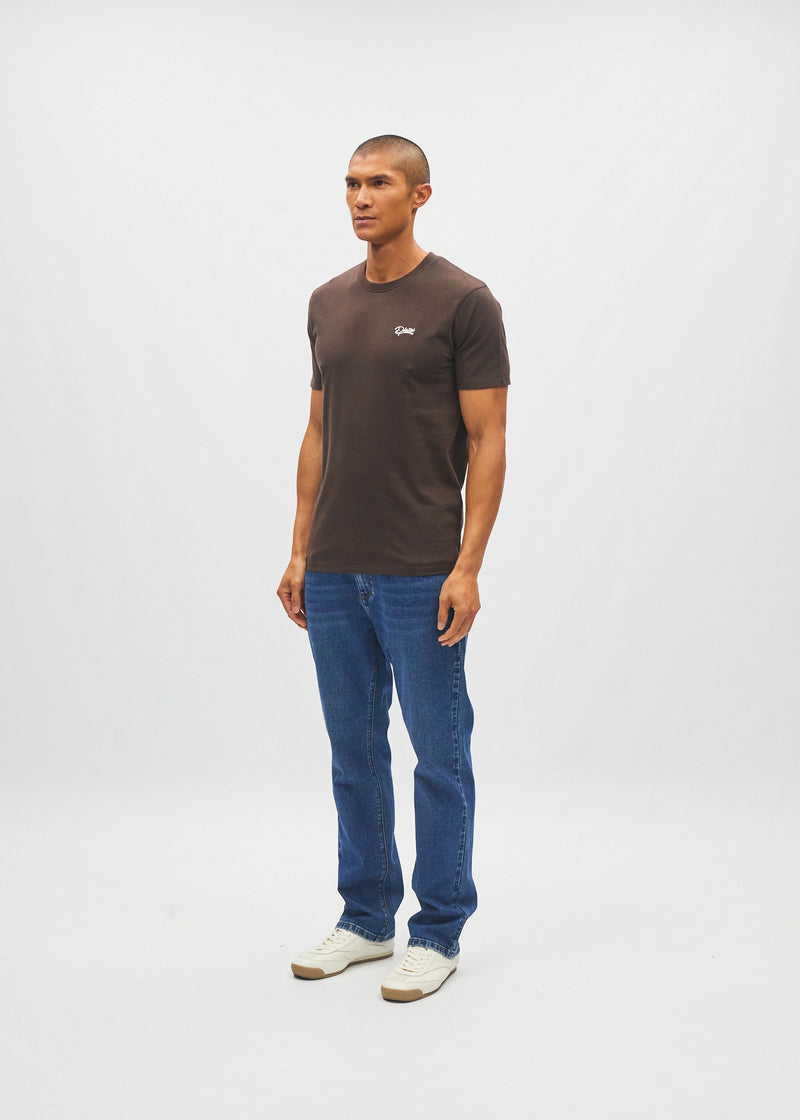Basic Caden O Neck Tee Dark Chocolate