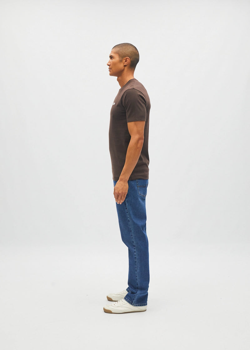 Basic Caden O Neck Tee Dark Chocolate