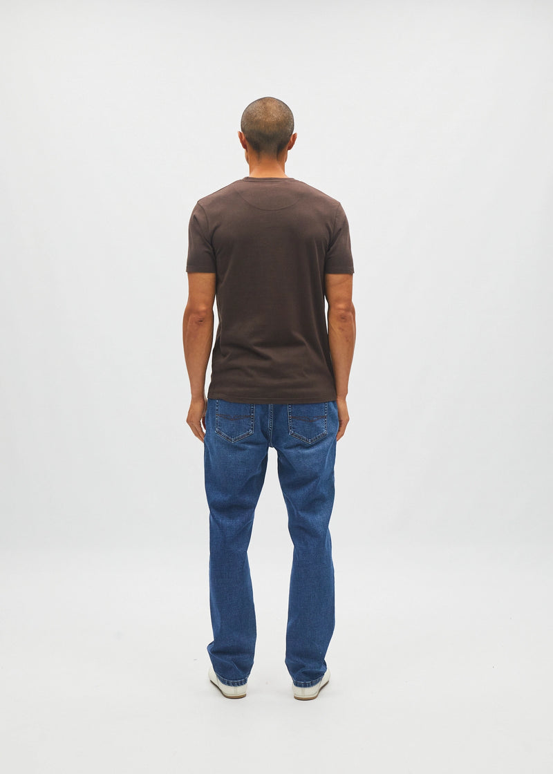Basic Caden O Neck Tee Dark Chocolate