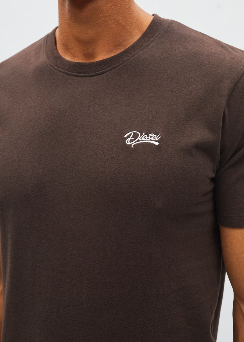 Basic Caden O Neck Tee Dark Chocolate