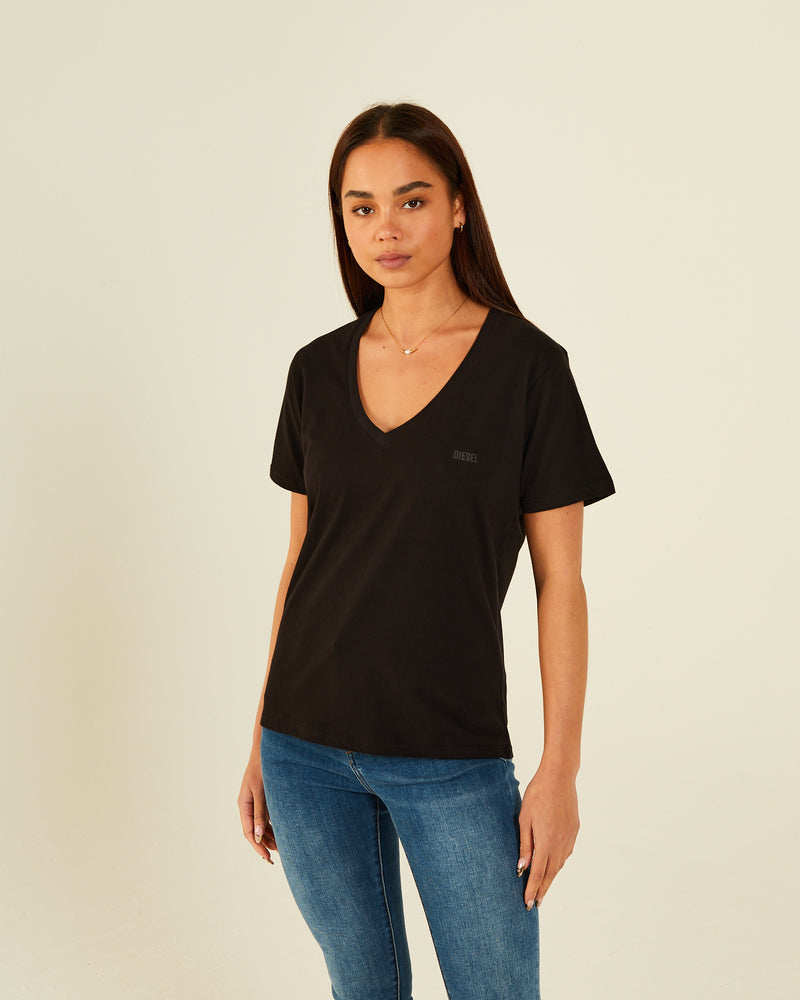 Elisa Basic V Neck Tee Black