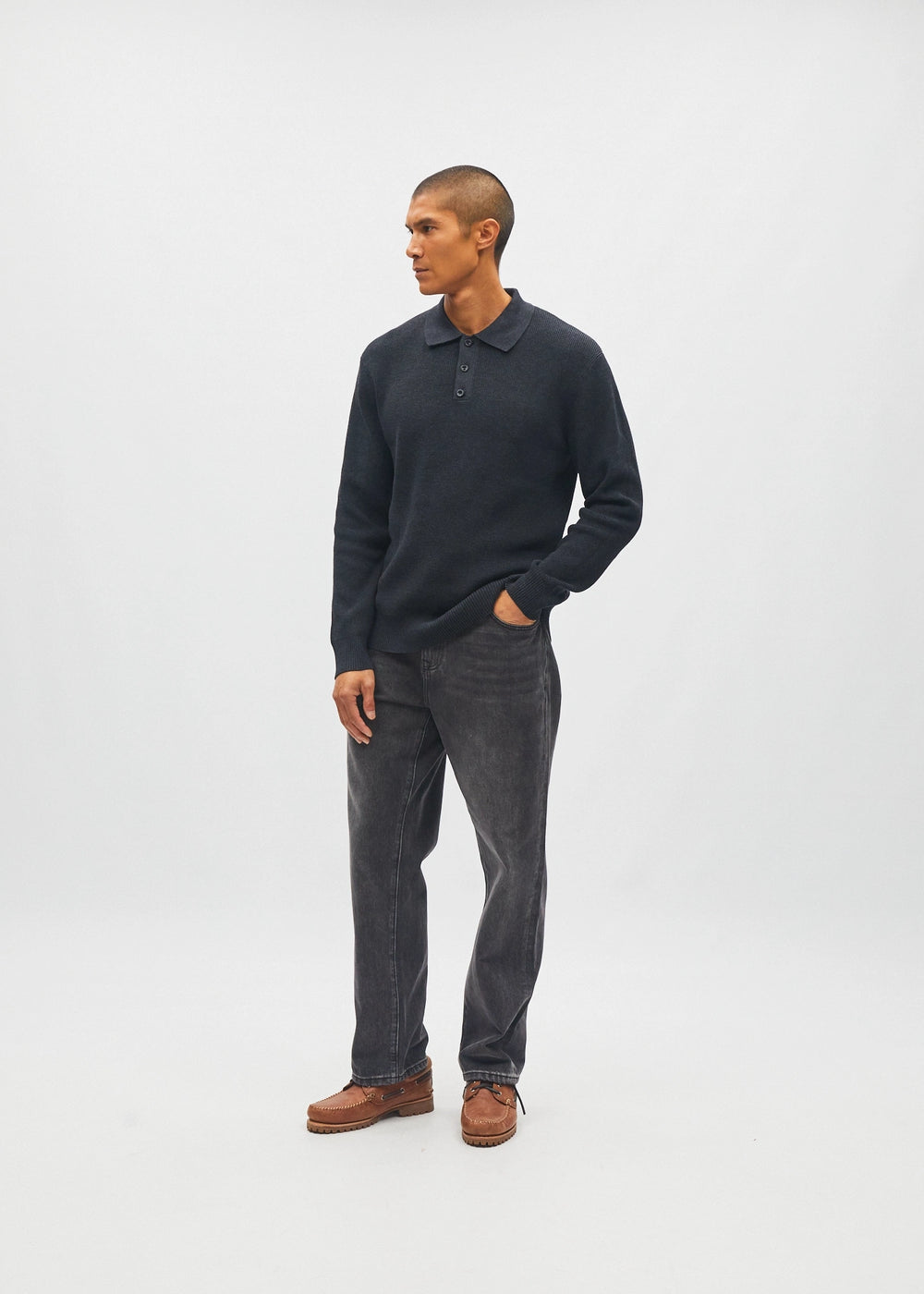 Jakob Knit Polo Charcoal Marl