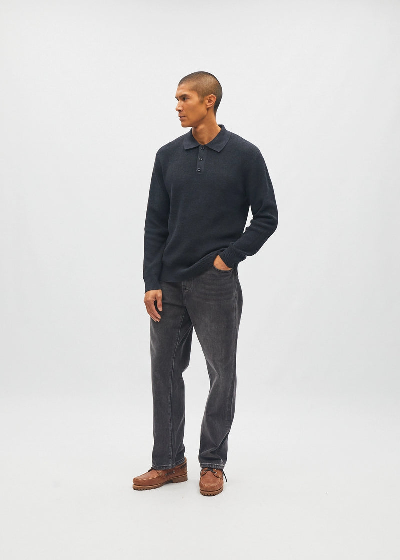 Jakob Knit Polo Charcoal Marl