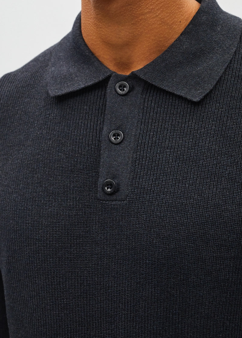 Jakob Knit Polo Charcoal Marl