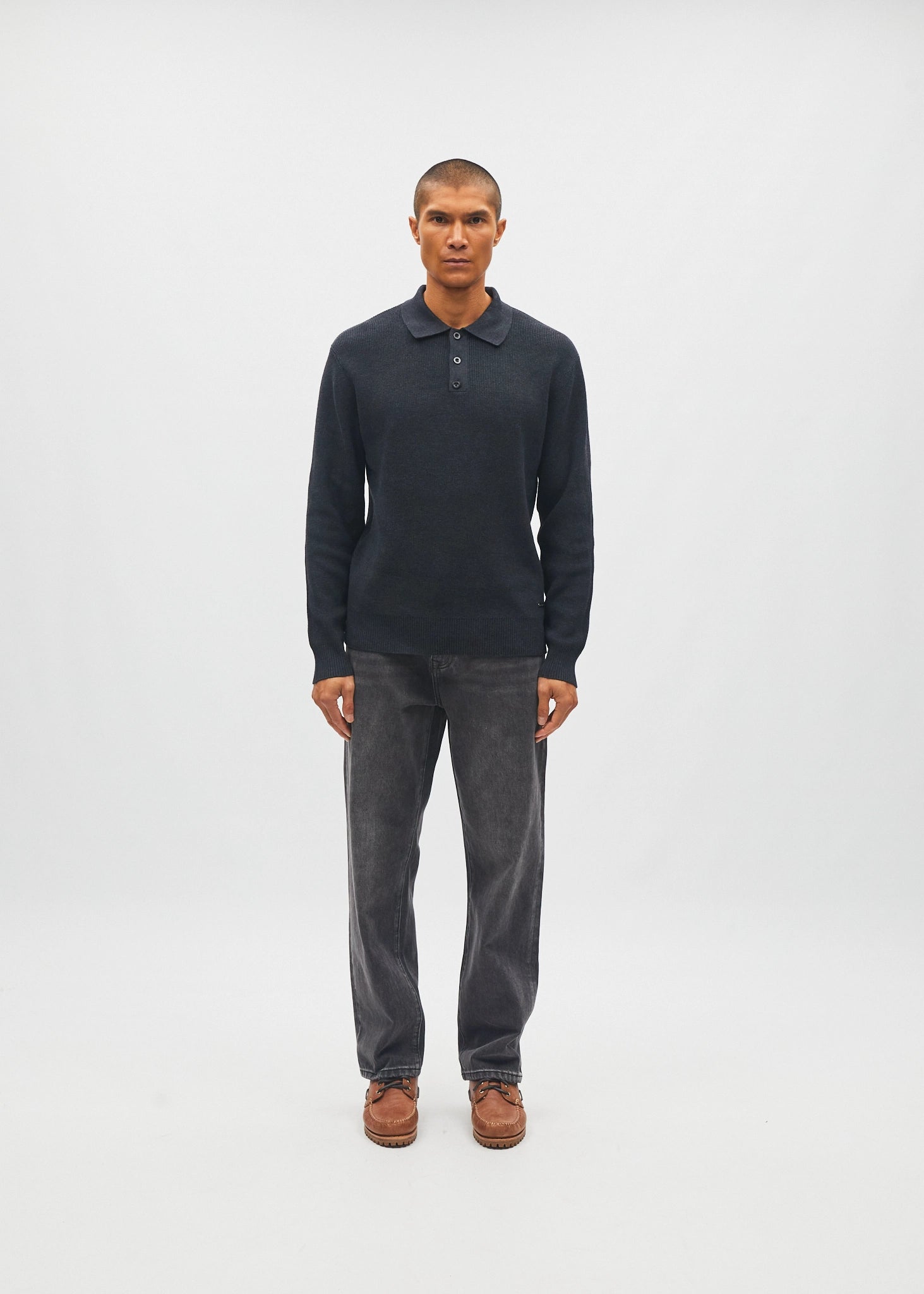 Jakob Knit Polo Charcoal Marl