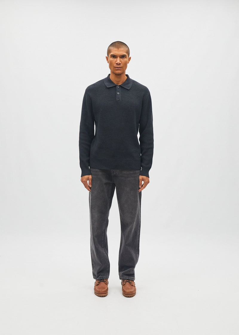Jakob Knit Polo Charcoal Marl