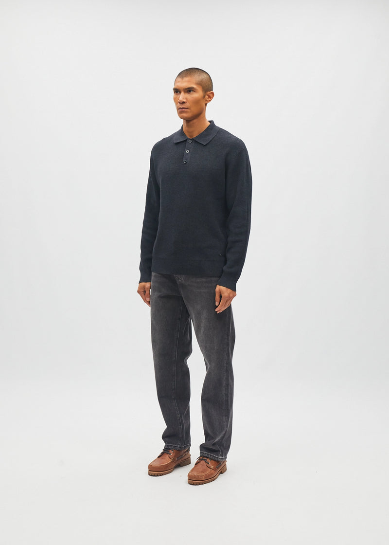 Jakob Knit Polo Charcoal Marl