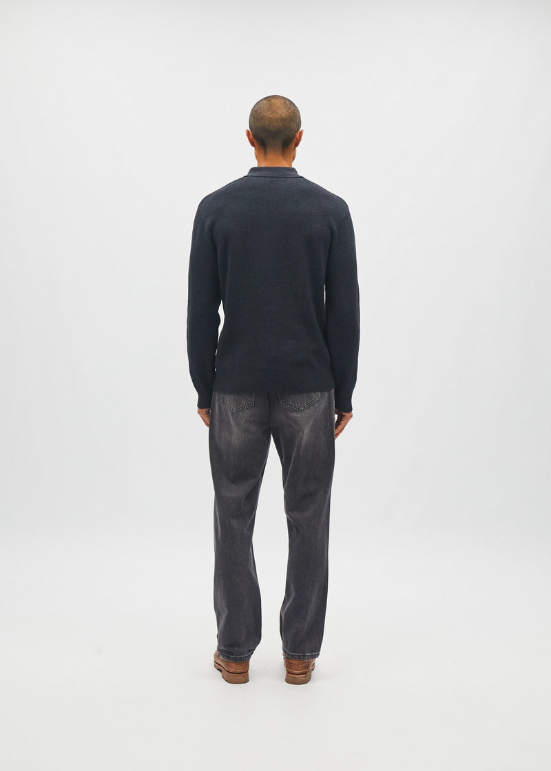 Jakob Knit Polo Charcoal Marl