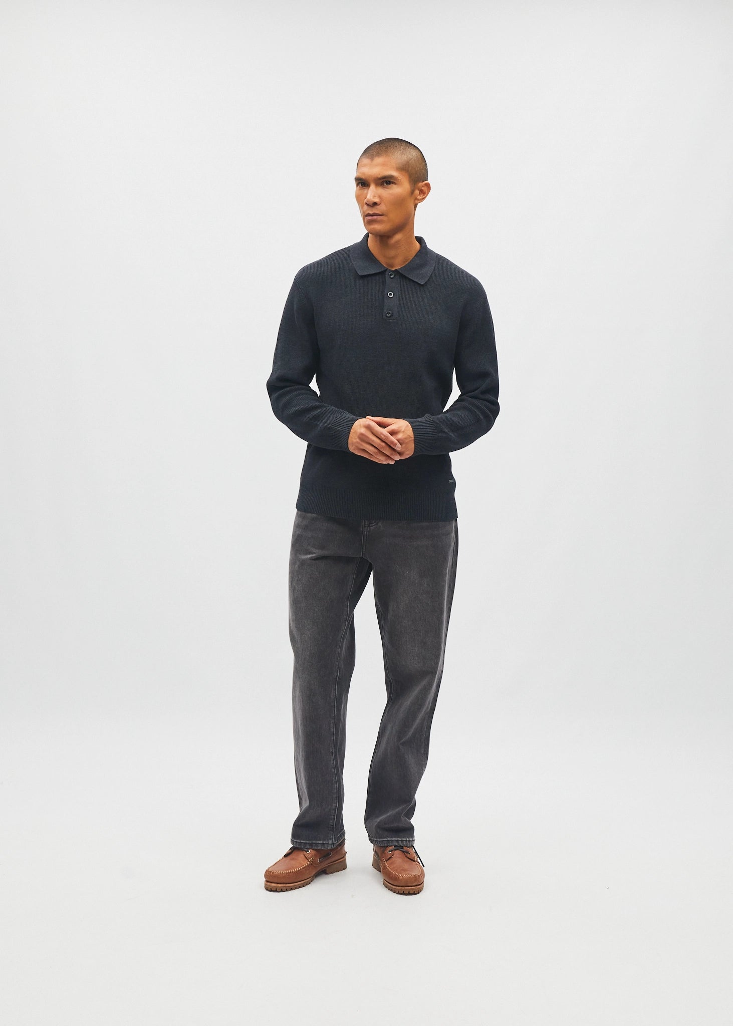 Jakob Knit Polo Charcoal Marl