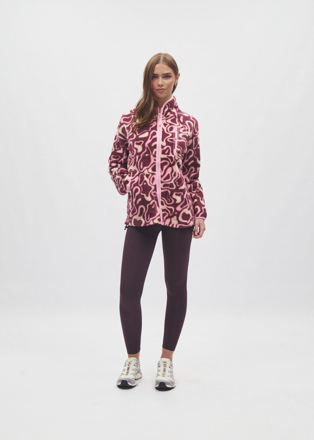 Leilena Fleece Zipper Multi Deep Orchid