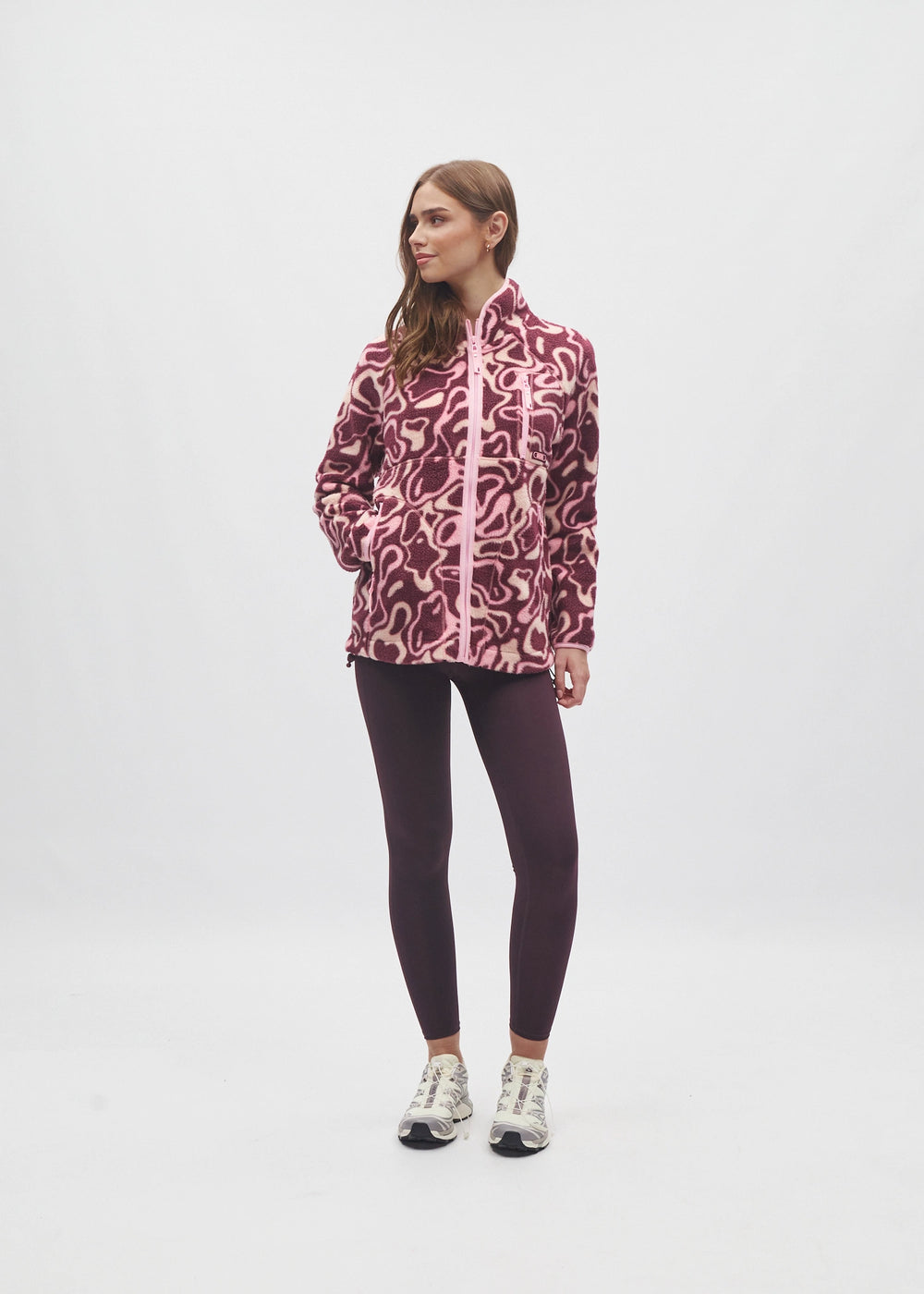 Leilena Fleece Zipper Multi Deep Orchid