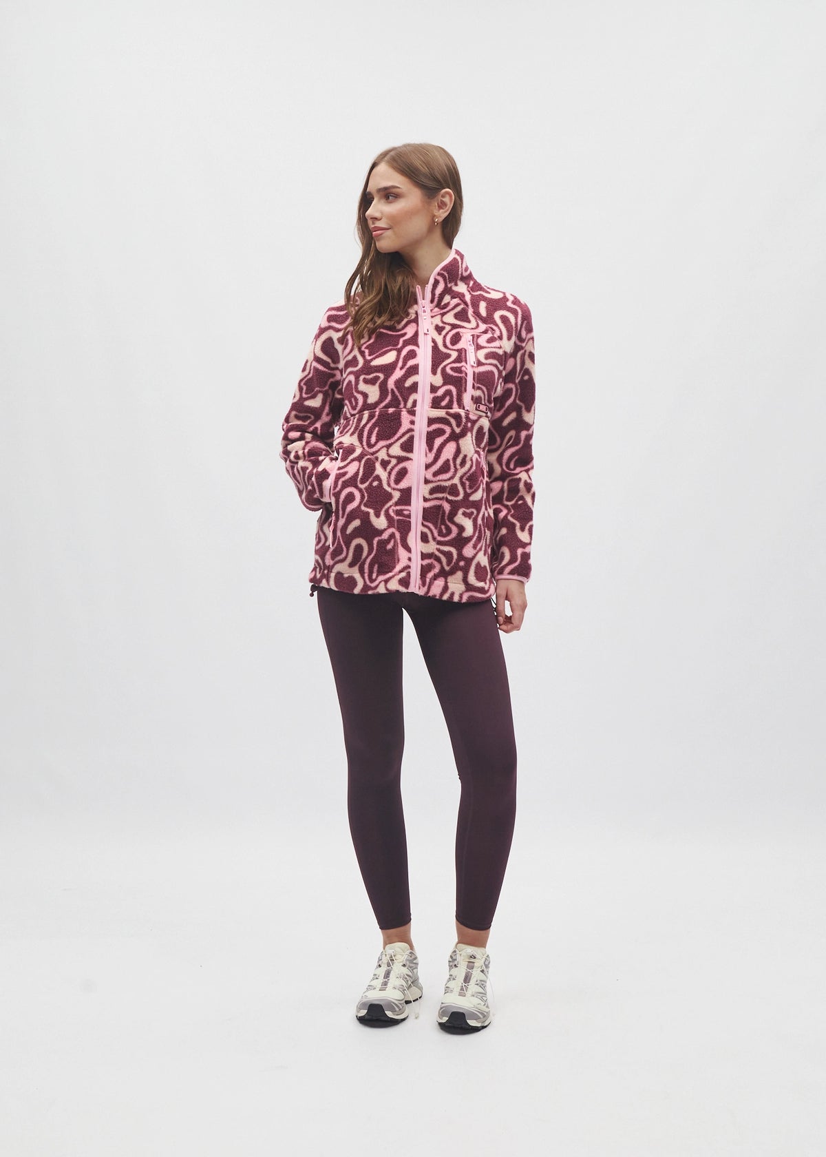Leilena Fleece Zipper Multi Deep Orchid