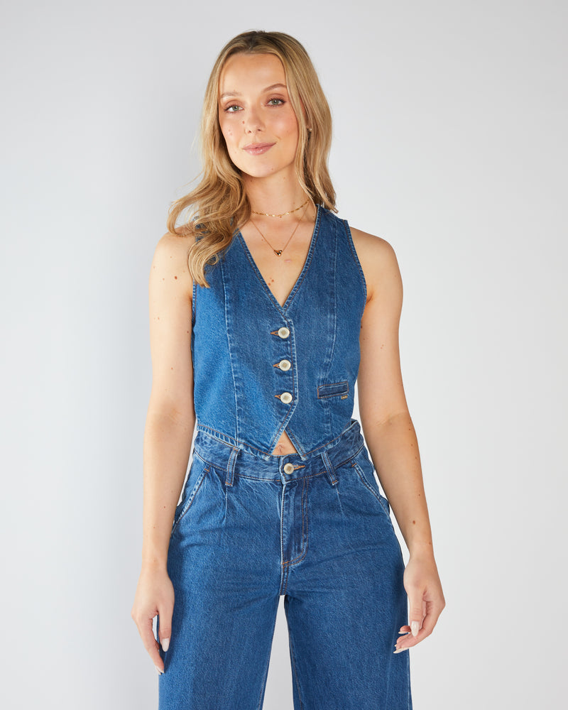 Reese Waistcoat Medium Blue