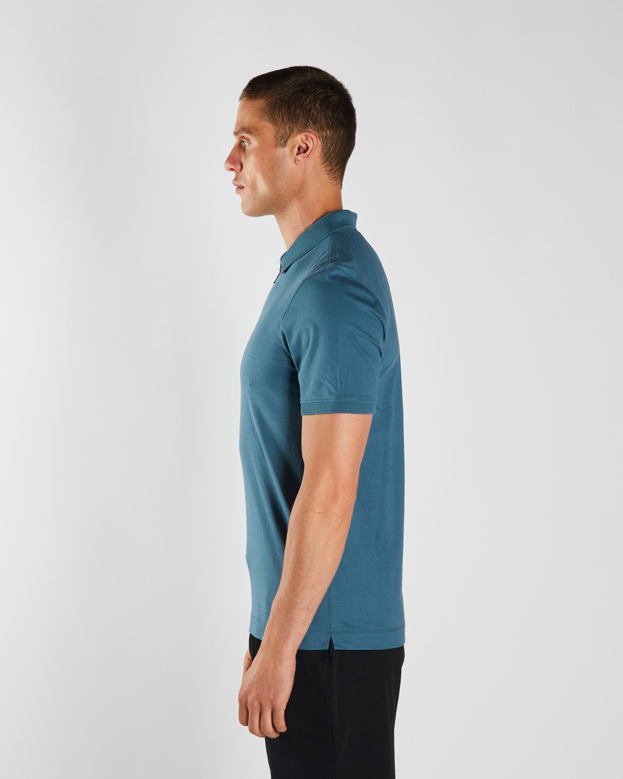 Rian Zip Polo Blue Pier