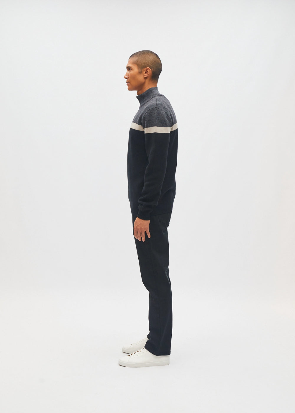 Tully Half Zip Charcoal Marl