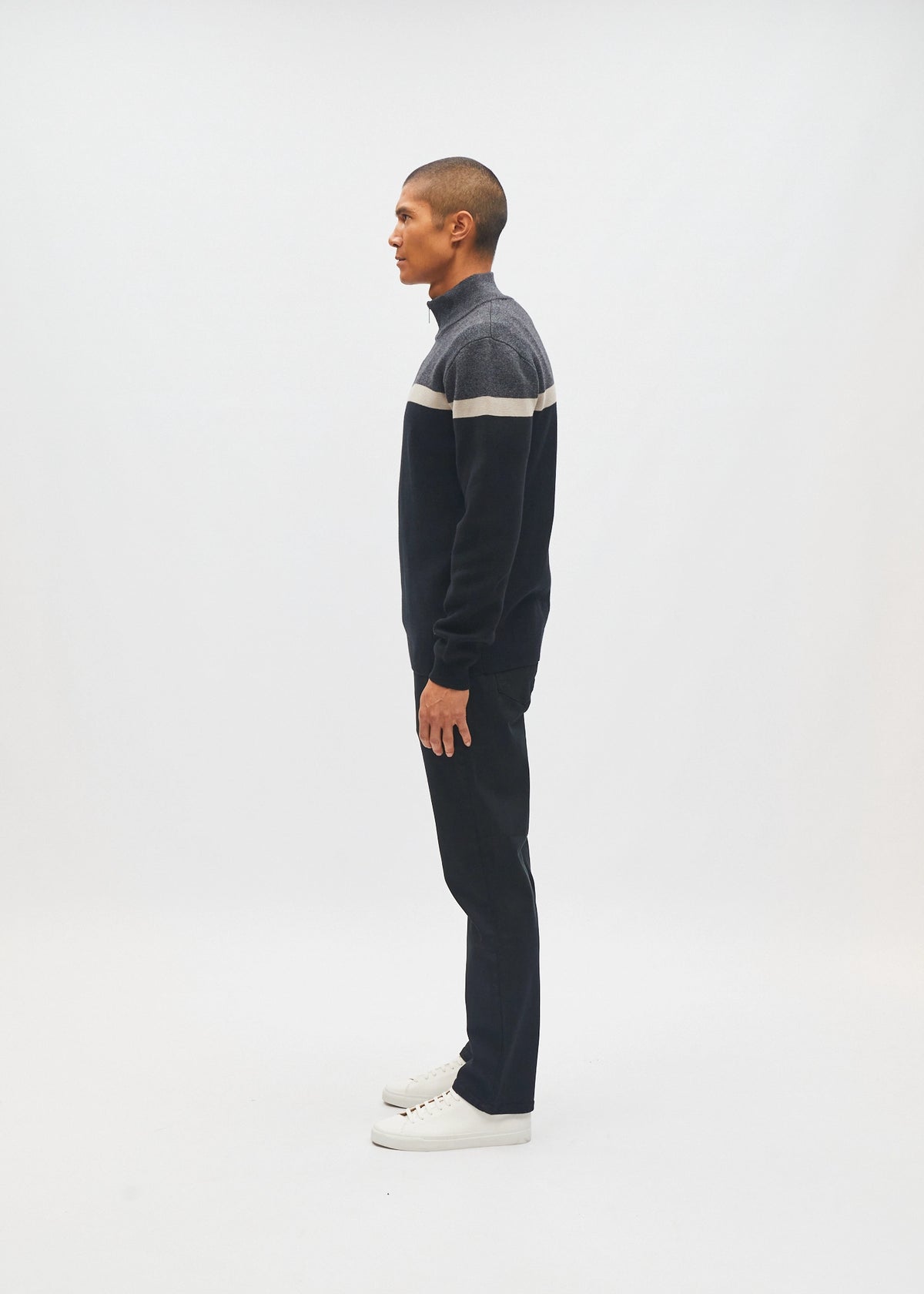 Tully Half Zip Charcoal Marl