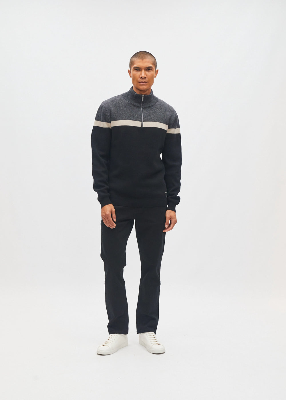 Tully Half Zip Charcoal Marl