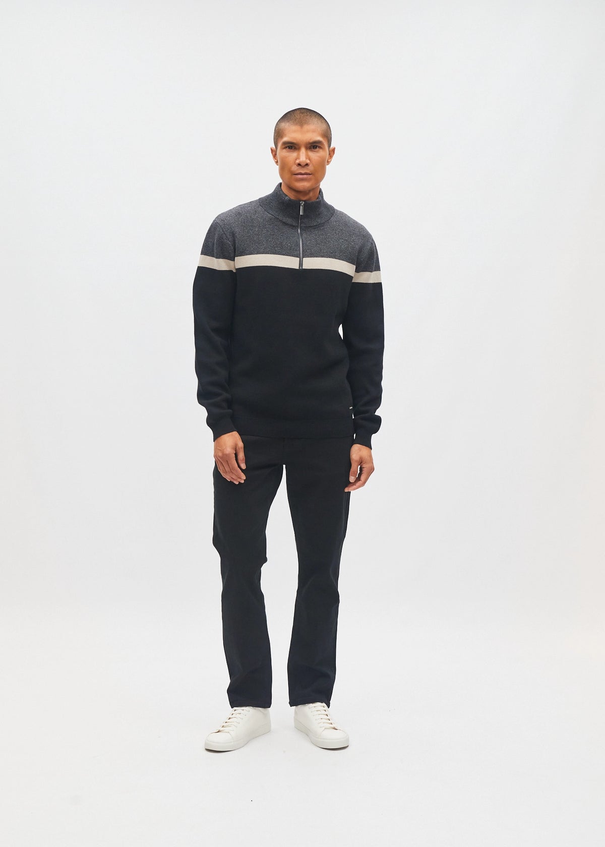 Tully Half Zip Charcoal Marl