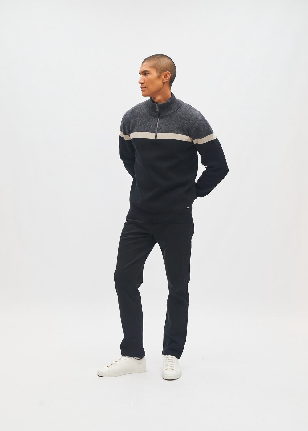 Tully Half Zip Charcoal Marl