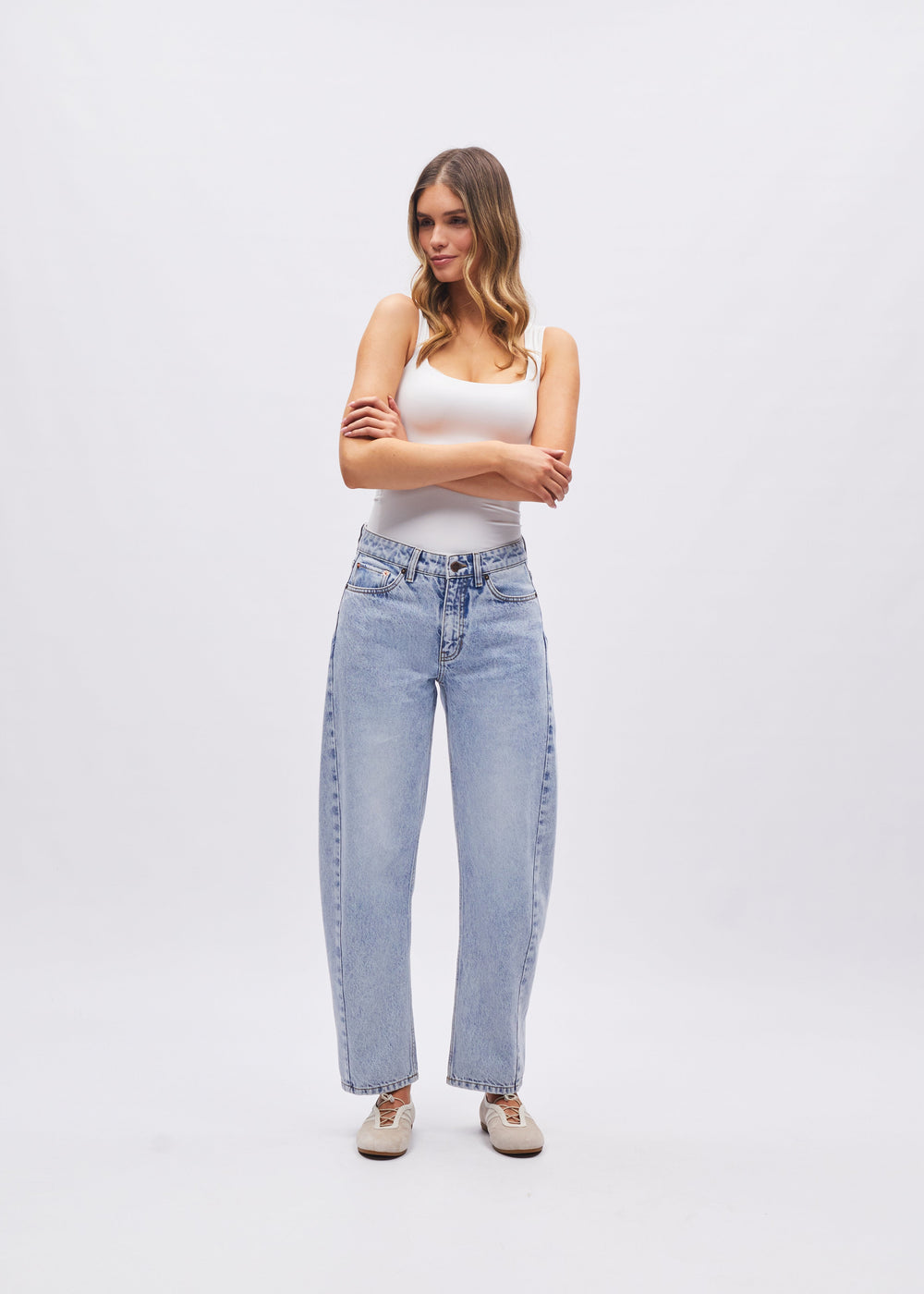 Yvette Barrel Fit Washed Blue