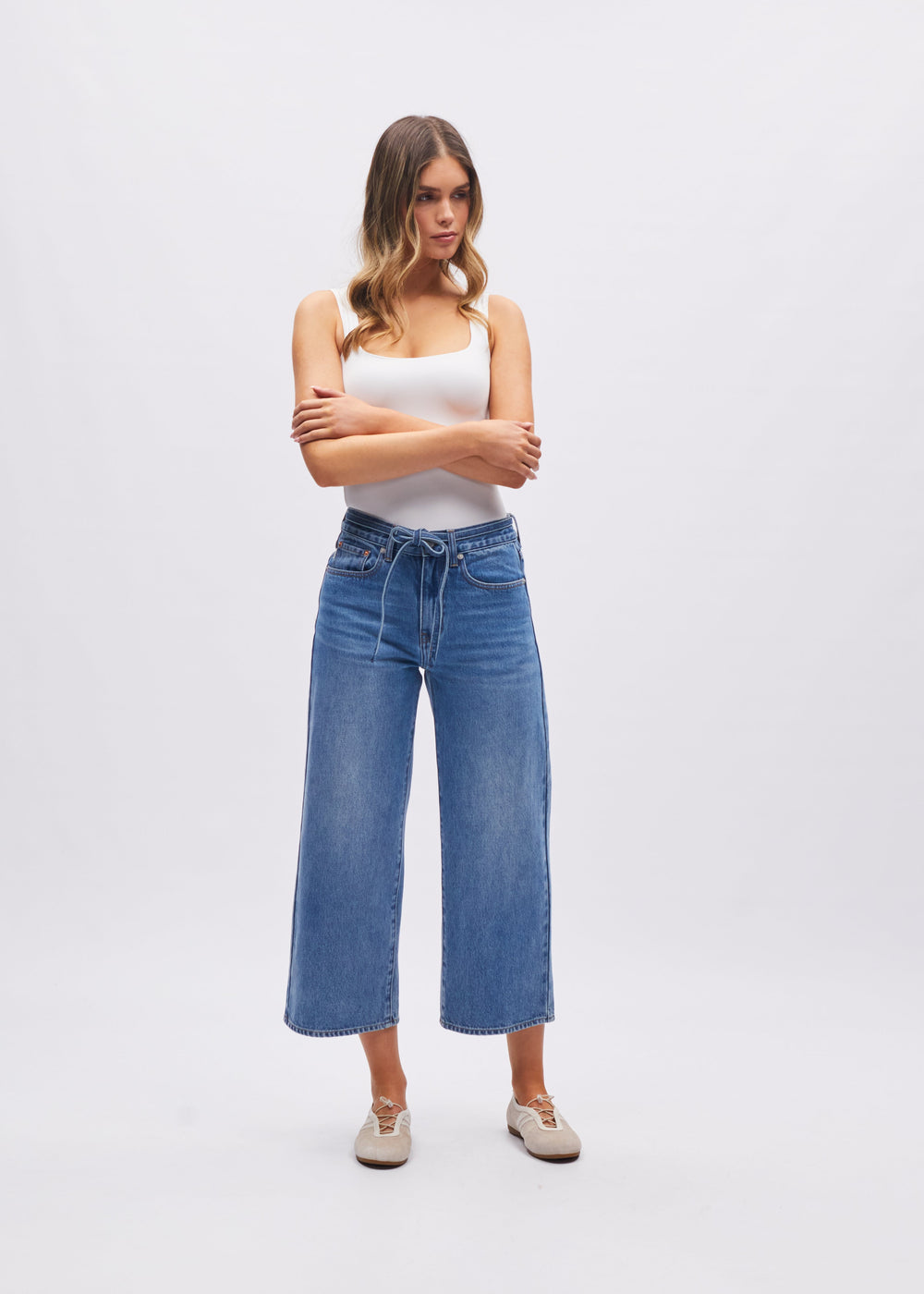 Zoey Wide Crop Medium Blue