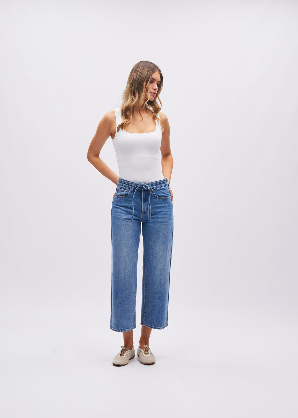 Zoey Wide Crop Medium Blue